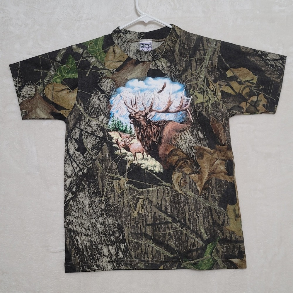 Mossy Oak Kids Camo T Shirt Size XL Short Sleeve Camouflage Casual Elk